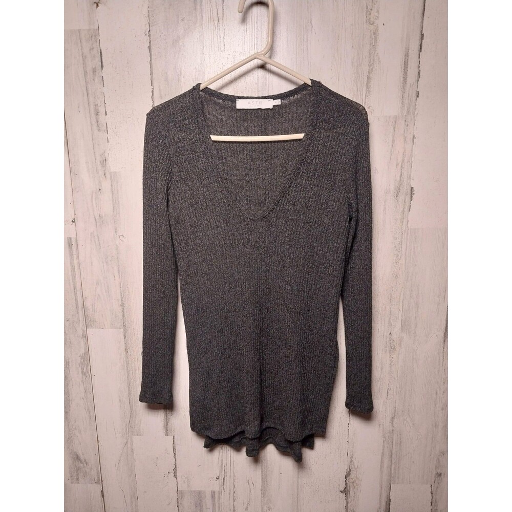 ASTR The Label Ribbed Knit Tunic Size Medium Gray